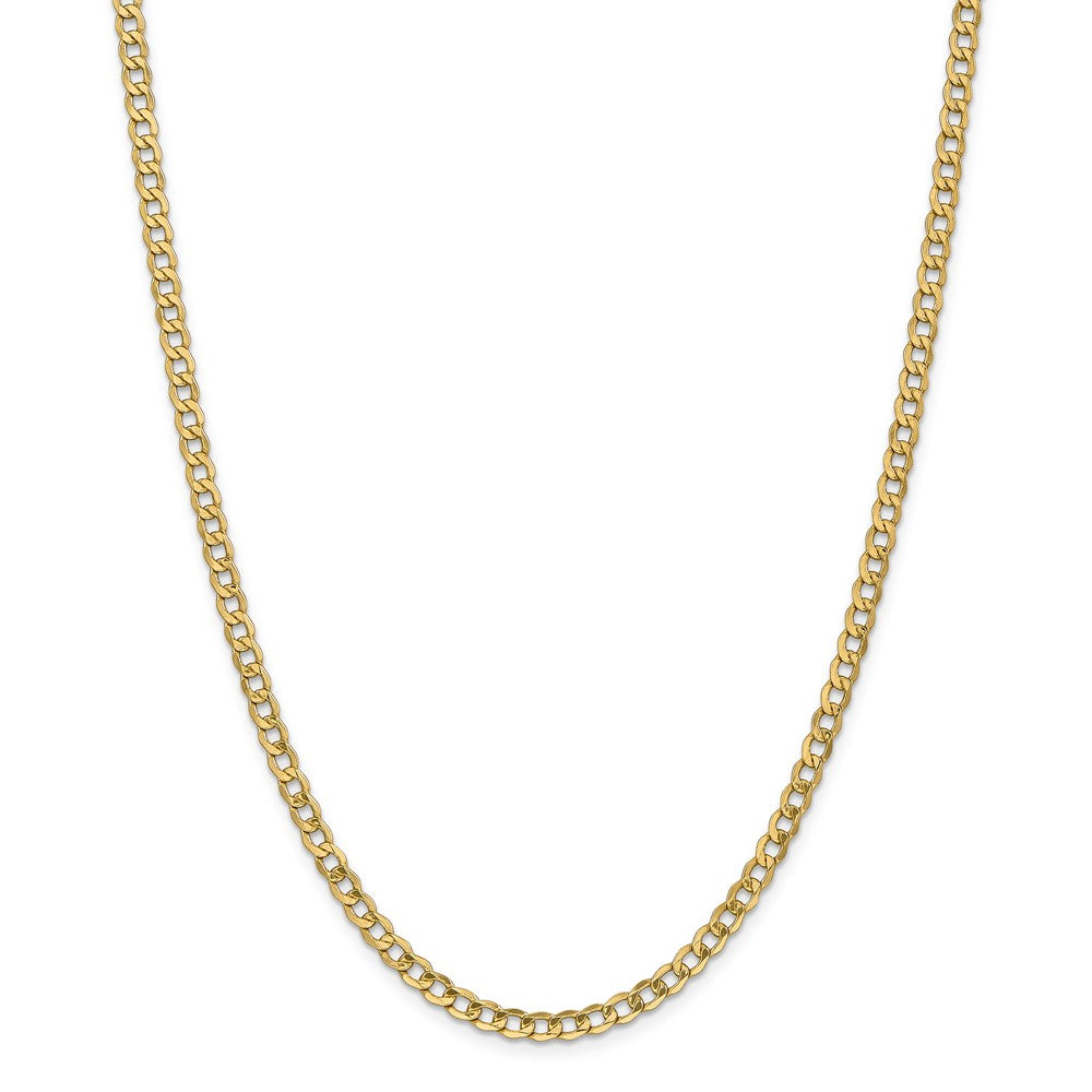 Million Charms 14k Yellow Gold, Necklace Chain, 4.3mm Semi-Solid Curb Link Chain, Chain Length: 24 inches