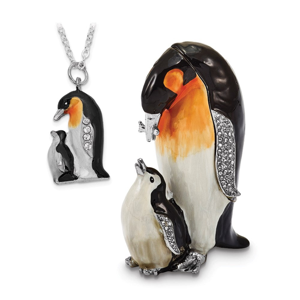 Jere Luxury Giftware, Bejeweled HERO & HARPER Emperor Penguin & Baby Trinket Box with Matching Pendant Trinket Box & Keepsake Container Collectible Gift by Jere Luxury Giftware