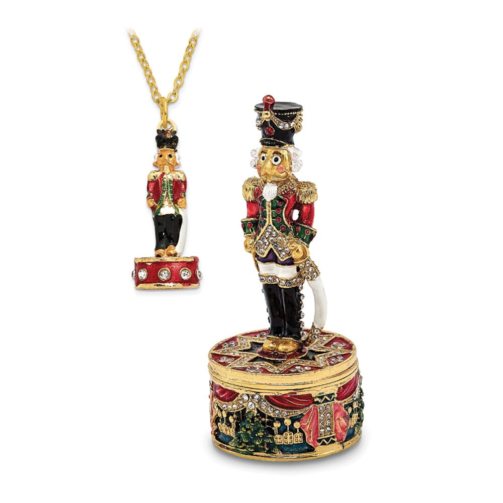 Jere Luxury Giftware, Bejeweled CHRISTOPH Nutcracker Trinket Box with Matching Pendant Trinket Box & Keepsake Container Collectible Gift by Jere Luxury Giftware