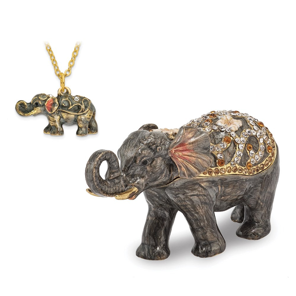 Jere Luxury Giftware, Bejeweled PRINCESS JAIPUR Elephant Trinket Box with Matching Pendant Trinket Box & Keepsake Container Collectible Gift by Jere Luxury Giftware