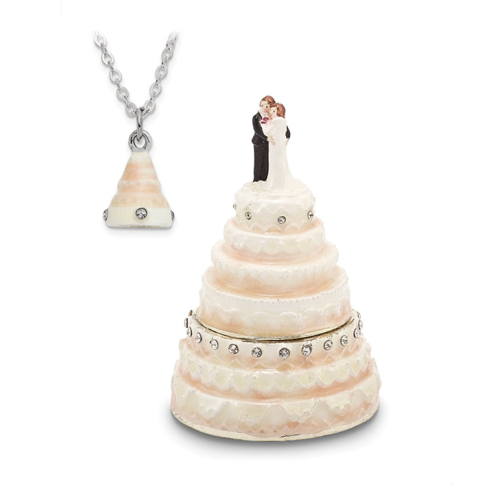 Jere Luxury Giftware, Bejeweled I DO Wedding Cake Trinket Box with Matching Pendant Trinket Box & Keepsake Container Collectible Gift by Jere Luxury Giftware
