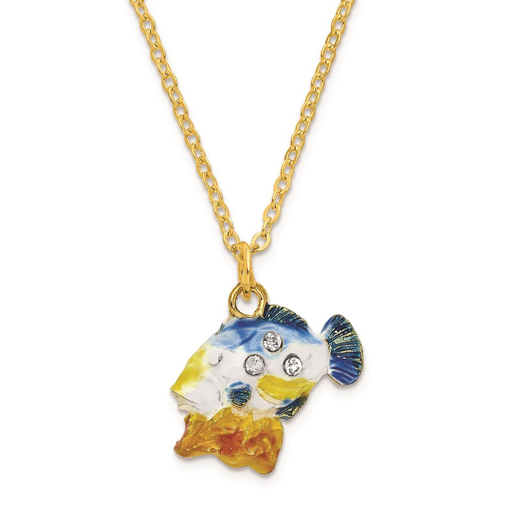 Jere Luxury Giftware, Bejeweled PICASSO Large Humu Humu Fish Trinket Box with Matching Pendant Trinket Box & Keepsake Container Collectible Gift by Jere Luxury Giftware