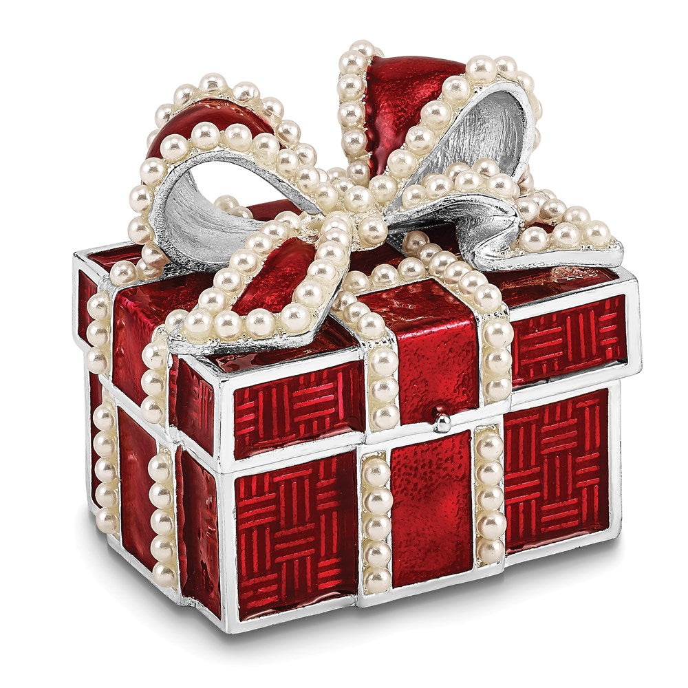 Jere Luxury Giftware, Bejeweled EXCITEMENT Faux Pearl Red Gift Box Trinket Box with Matching Pendant Trinket Box & Keepsake Container Collectible Gift by Jere Luxury Giftware
