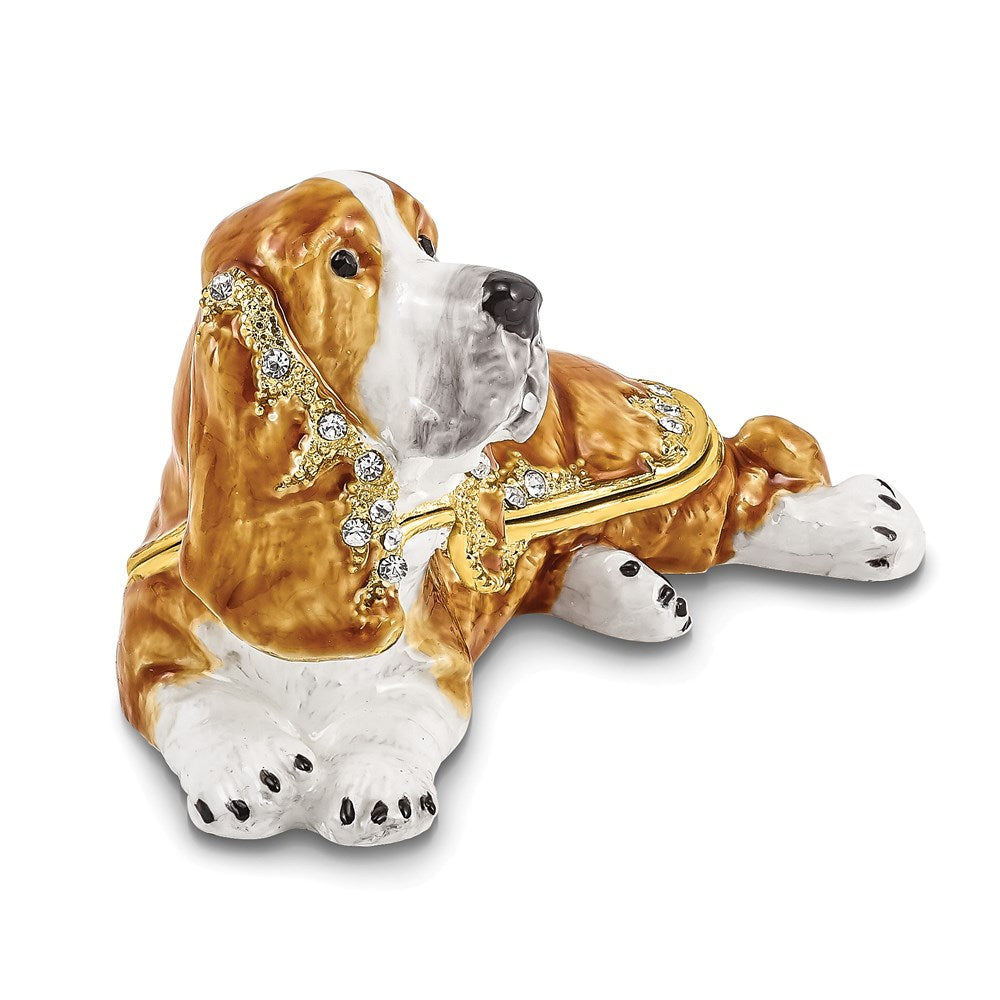 Jere Luxury Giftware, Bejeweled OTIS Bassett Hound Trinket Box with Matching Pendant Trinket Box & Keepsake Container Collectible Gift by Jere Luxury Giftware