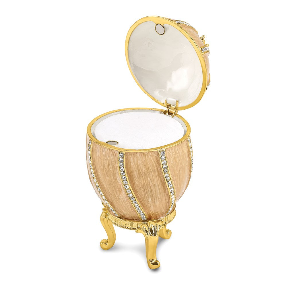 Jere Luxury Giftware, Bejeweled CAPTIVATING CROWN Champagne Egg Trinket Box with Matching Pendant Trinket Box & Keepsake Container Collectible Gift by Jere Luxury Giftware