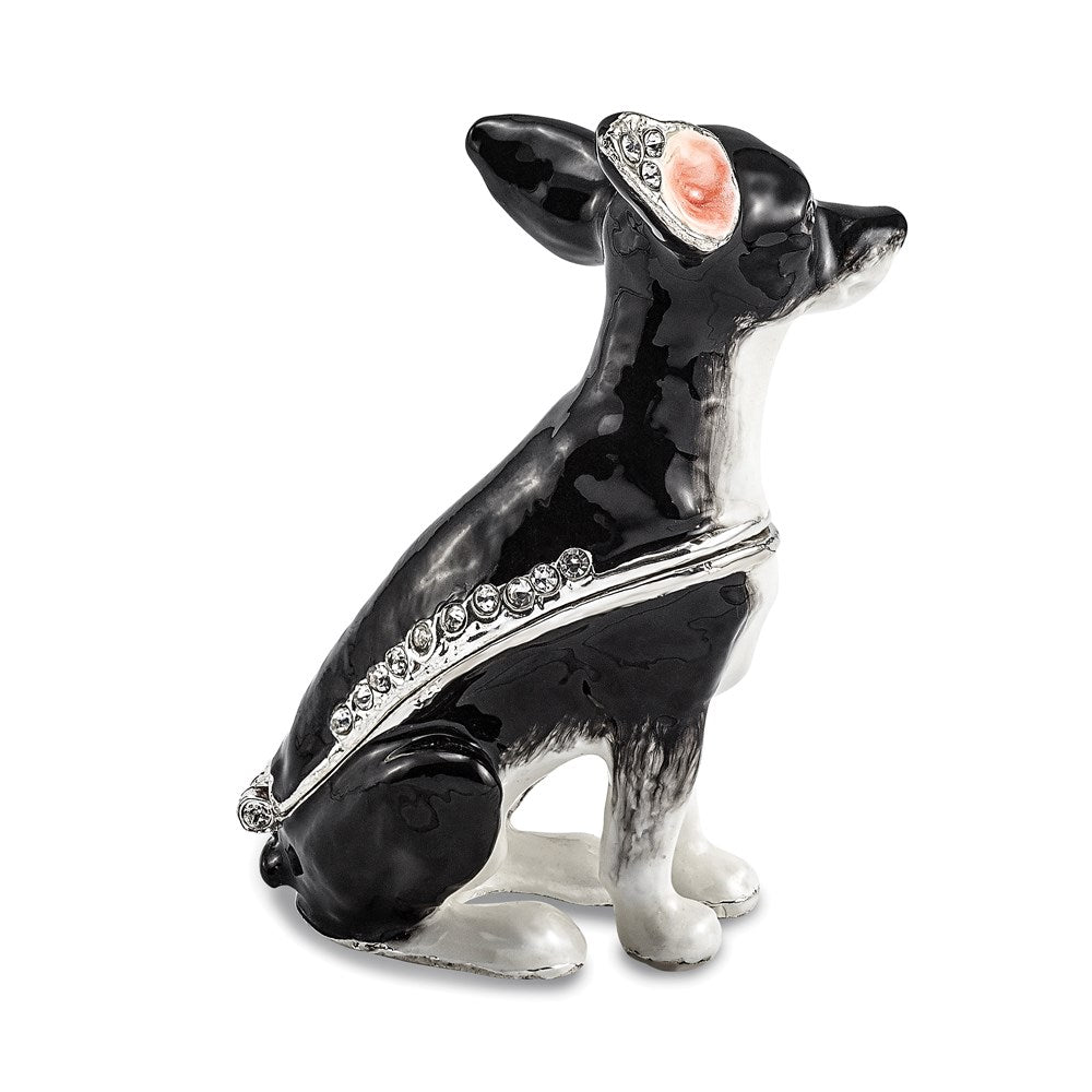 Jere Luxury Giftware, Bejeweled LEO Black & White Chihuahua Trinket Box with Matching Pendant Trinket Box & Keepsake Container Collectible Gift by Jere Luxury Giftware