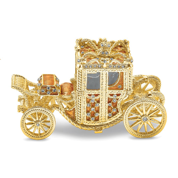 Jere Luxury Giftware, Bejeweled IMPERIAL Golden Carriage Trinket Box with Matching Pendant