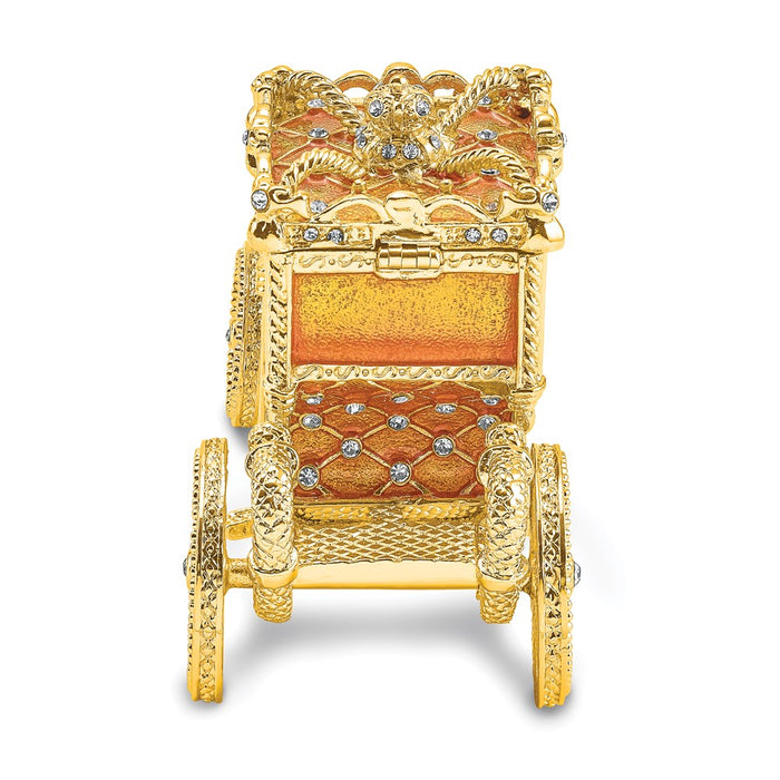Jere Luxury Giftware, Bejeweled IMPERIAL Golden Carriage Trinket Box with Matching Pendant