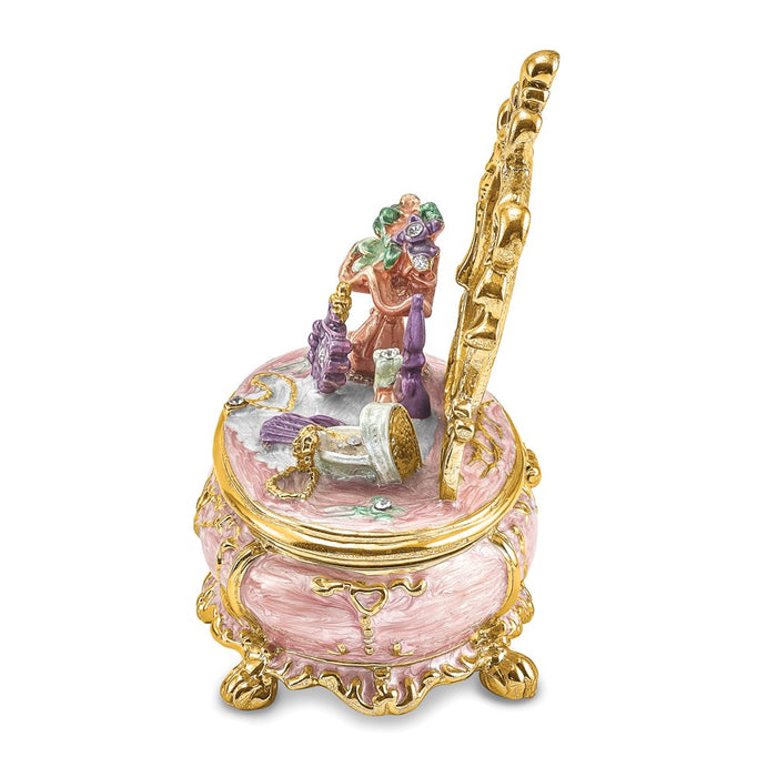 Jere Luxury Giftware, Bejeweled VANITY Dressing & Makeup Table Trinket Box with Matching Pendant