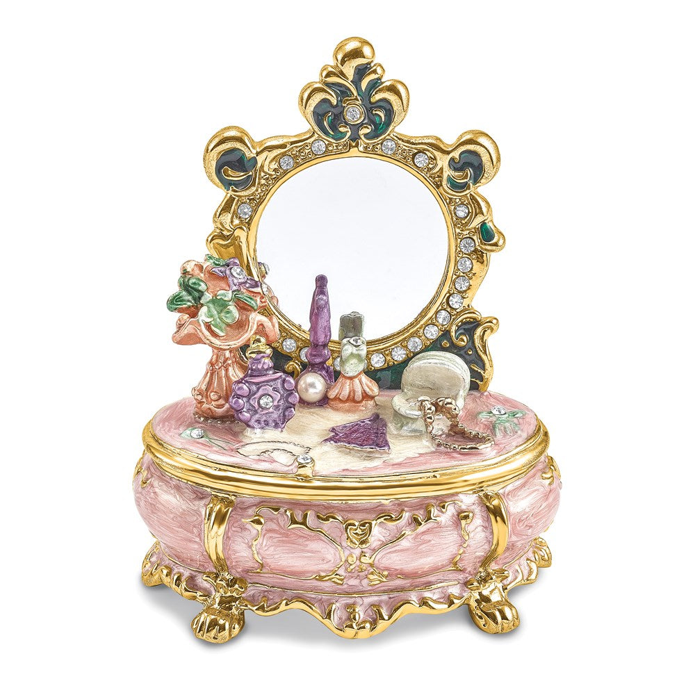 Jere Luxury Giftware, Bejeweled VANITY Dressing & Makeup Table Trinket Box with Matching Pendant Trinket Box & Keepsake Container Collectible Gift by Jere Luxury Giftware