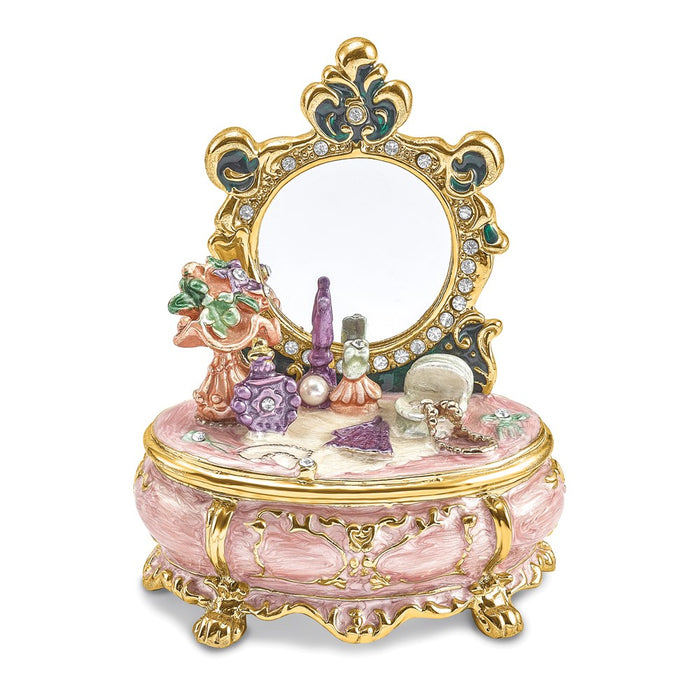 Jere Luxury Giftware, Bejeweled VANITY Dressing & Makeup Table Trinket Box with Matching Pendant