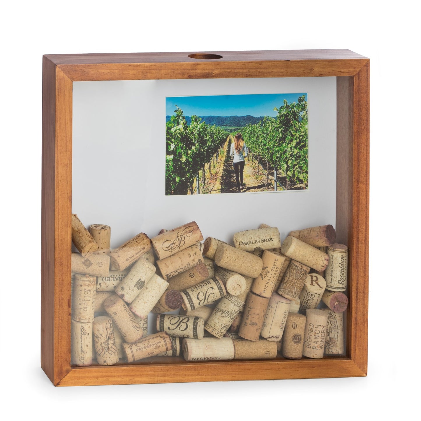Occasion Gallery BROWN Color Cork Shadow Box with Wall Hooks and Mat Designed to Accommodate a 4x6 Picture. 13 L x 2.25 W x 13 H in.