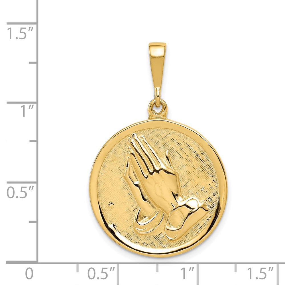 Million Charms 14K Yellow Gold Themed Praying Hands & Serenity Prayer Pendant