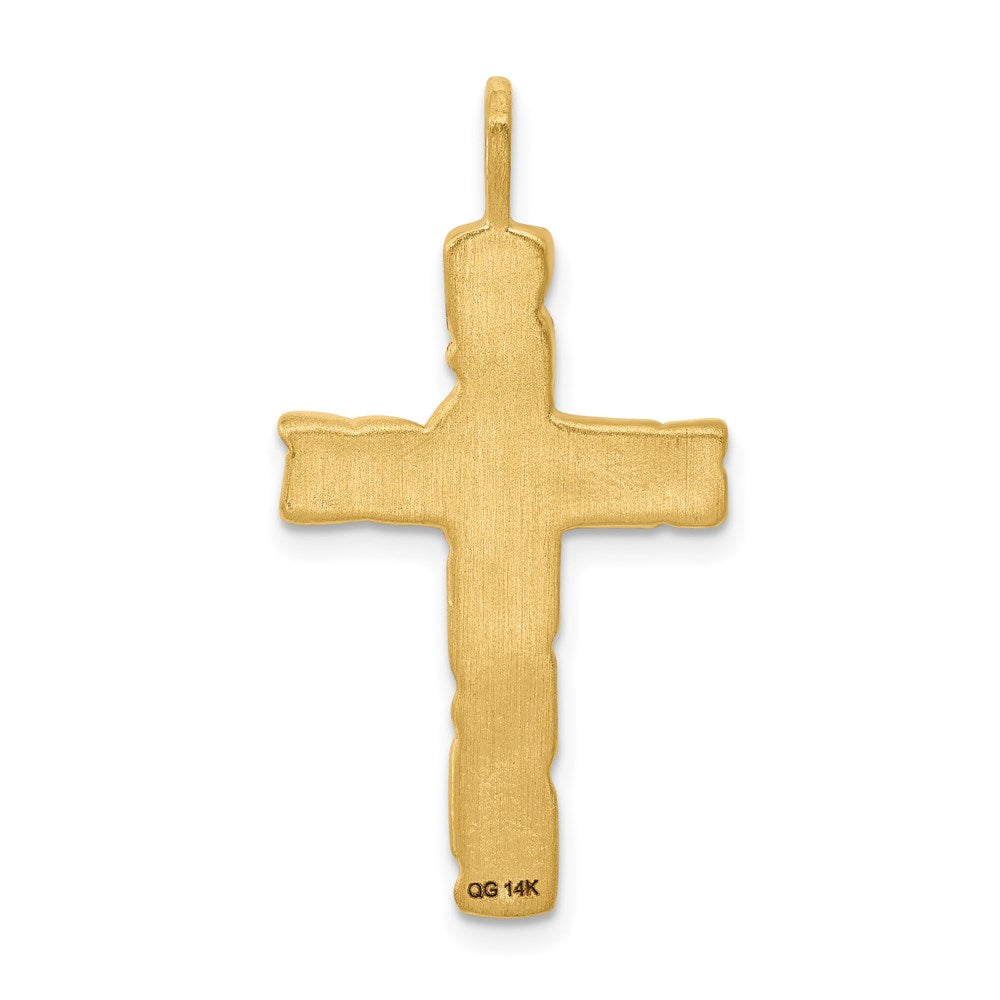 Million Charms 14K Yellow Gold Themed Nugget Relgious Cross Pendant