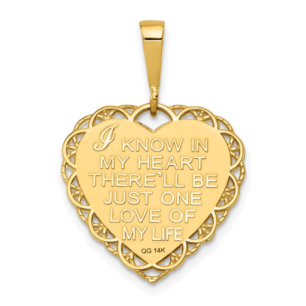 Million Charms 14K Yellow Gold Themed Reversible I Love You Heart Pendant