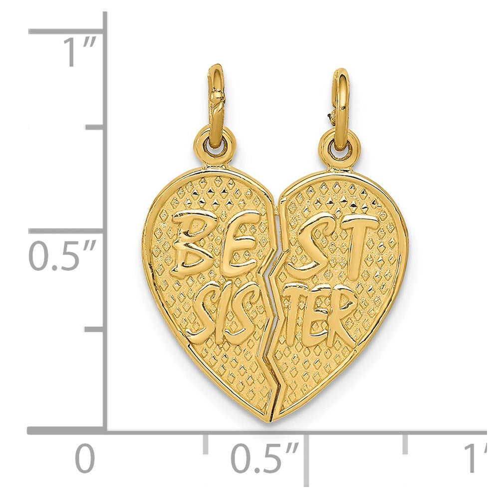Million Charms 14K Yellow Gold Themed Best Sister Break-Apart Charm