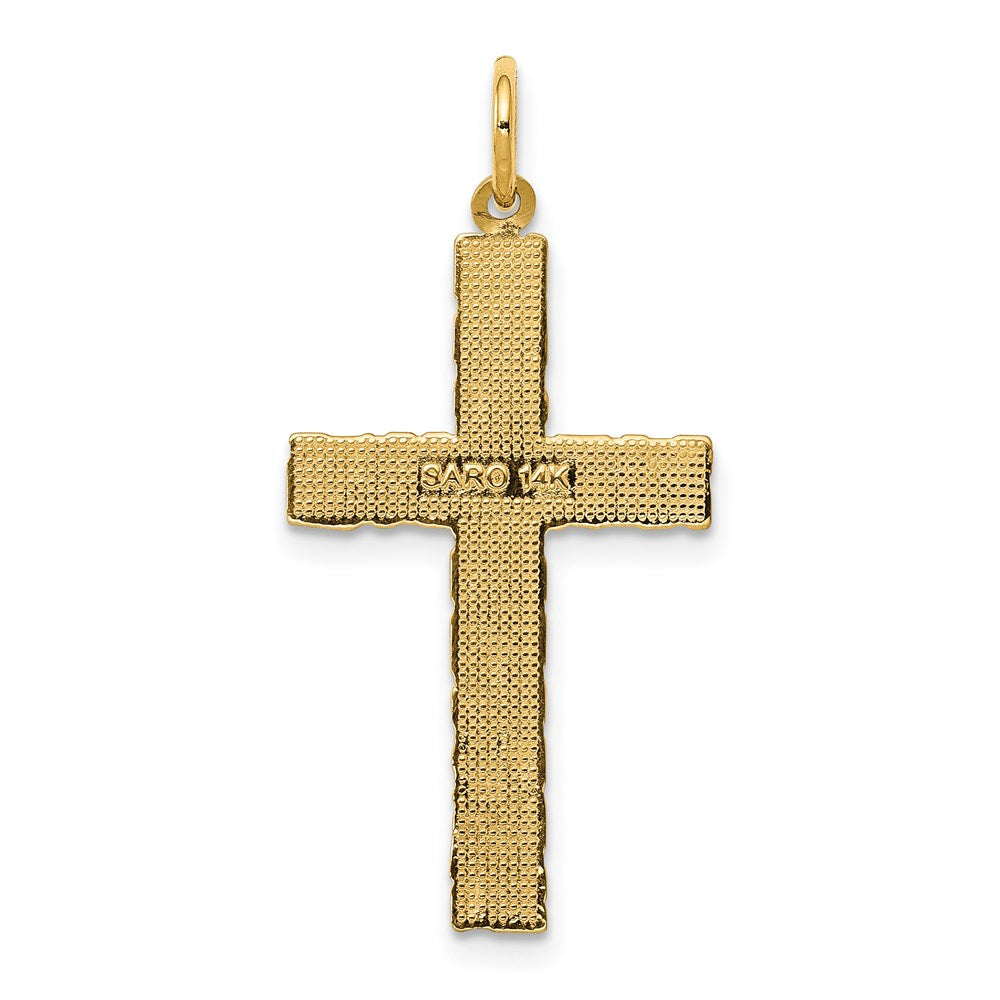 Million Charms 14K Yellow Gold Themed Nugget Style Relgious Cross Pendant