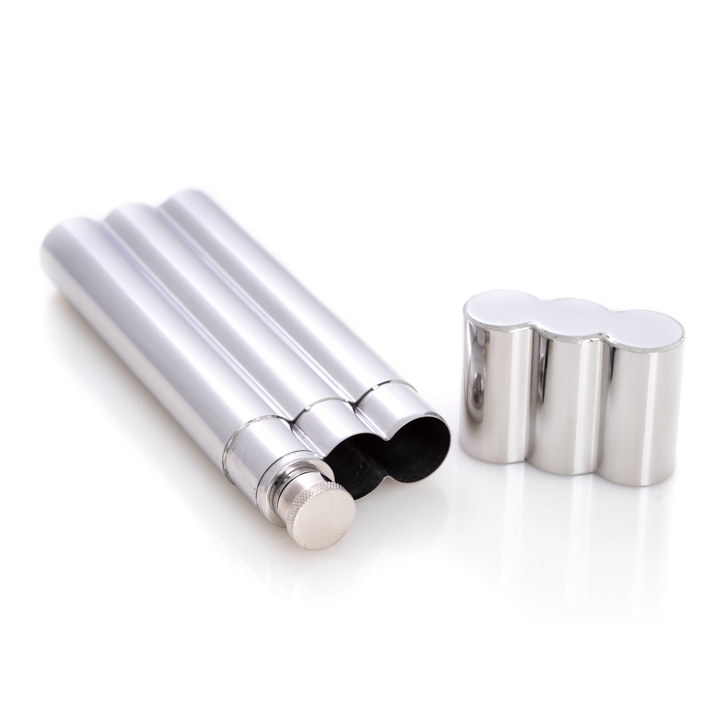 Occasion Gallery Silver Color Stainless Steel Double Cigar Tube with 2 oz. Flask. 2.5 L x 1 W x 7 H in.