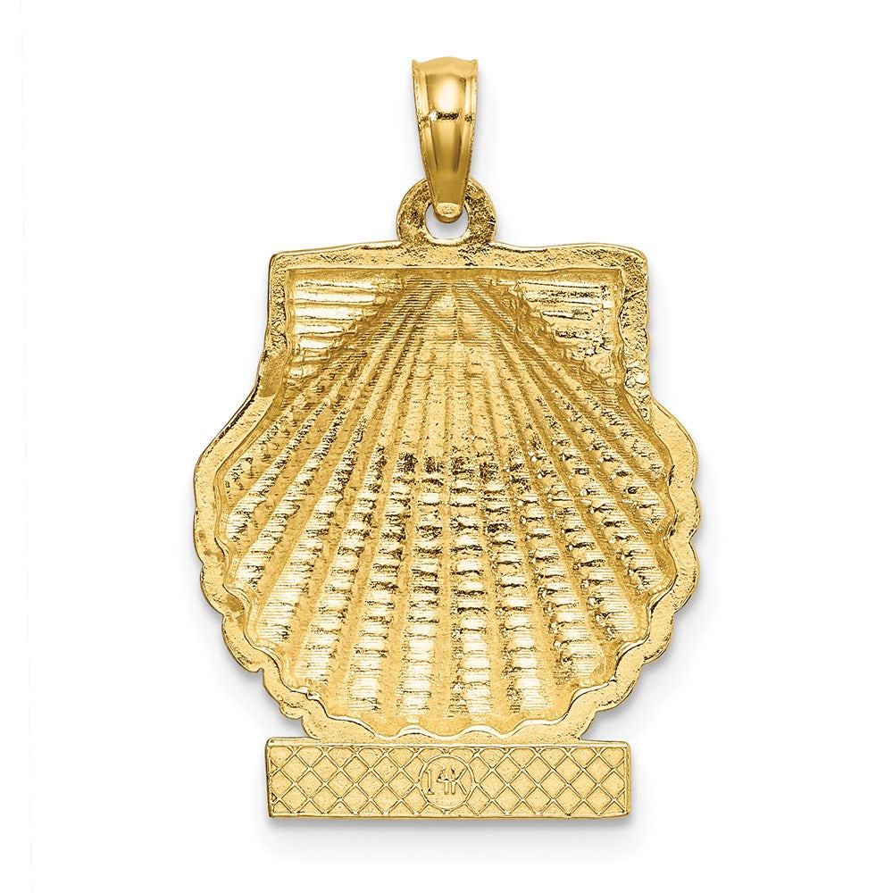 Million Charms 14K Yellow Gold Themed Solid Polished Hawaii Scallop Shell Charm