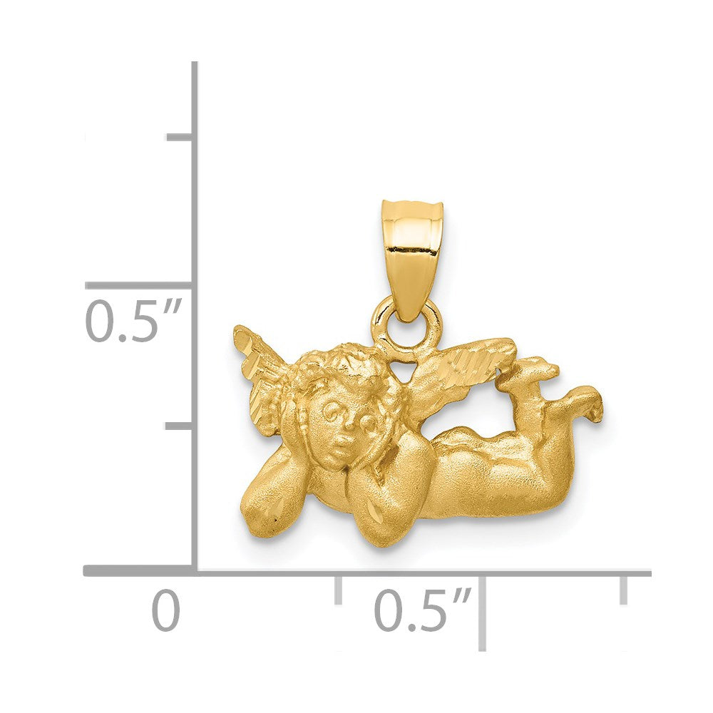 Million Charms 14K Yellow Gold Themed Satin & Diamond-Cut Angel Charm