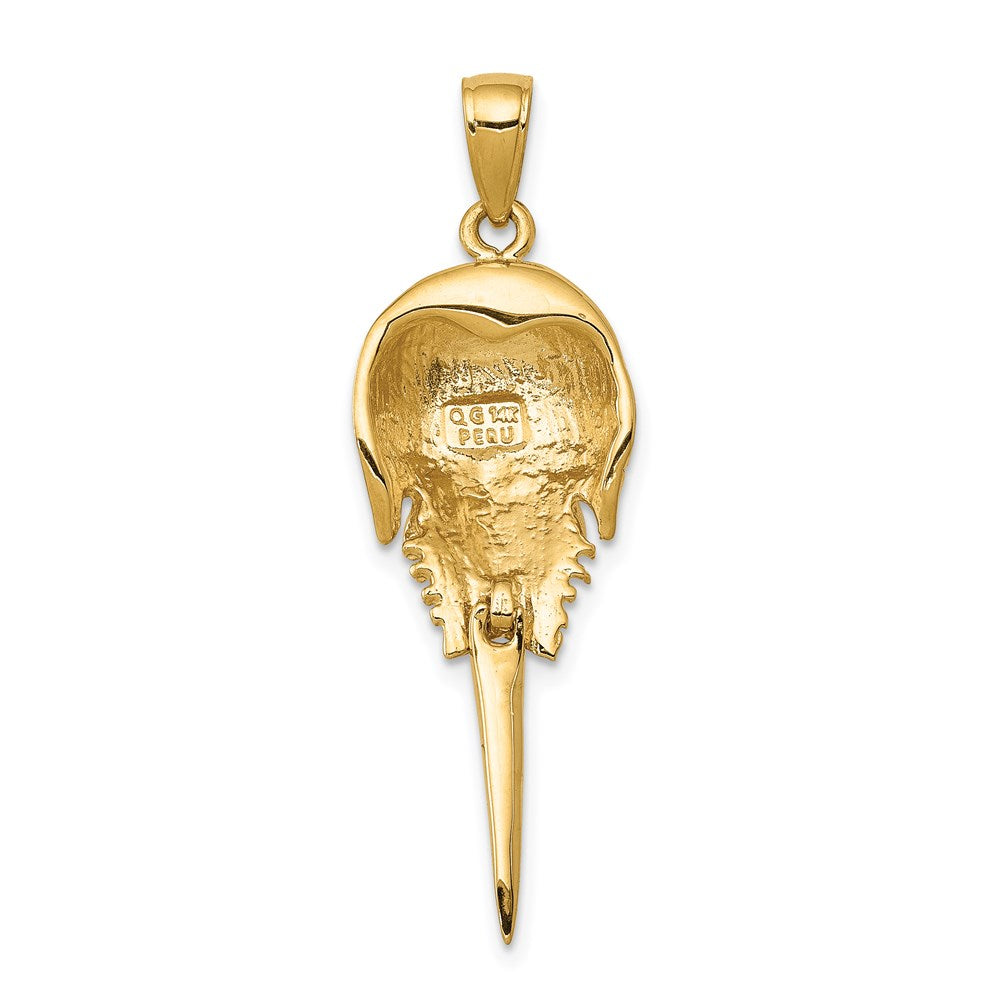 Million Charms 14K Yellow Gold Themed Polished Moveable Horseshoe Crab Pendant