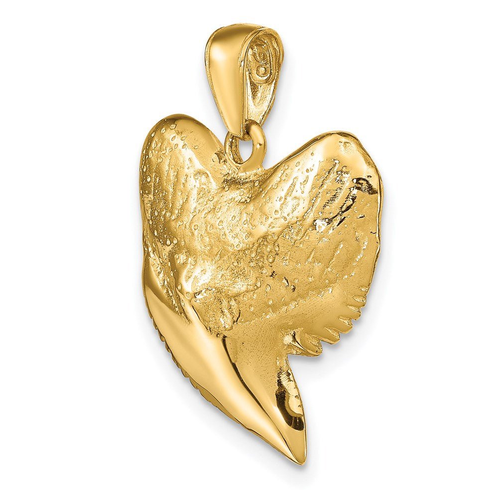 Million Charms 14K Yellow Gold Themed Solid Polished 3-Dimensional Shark Tooth Pendant