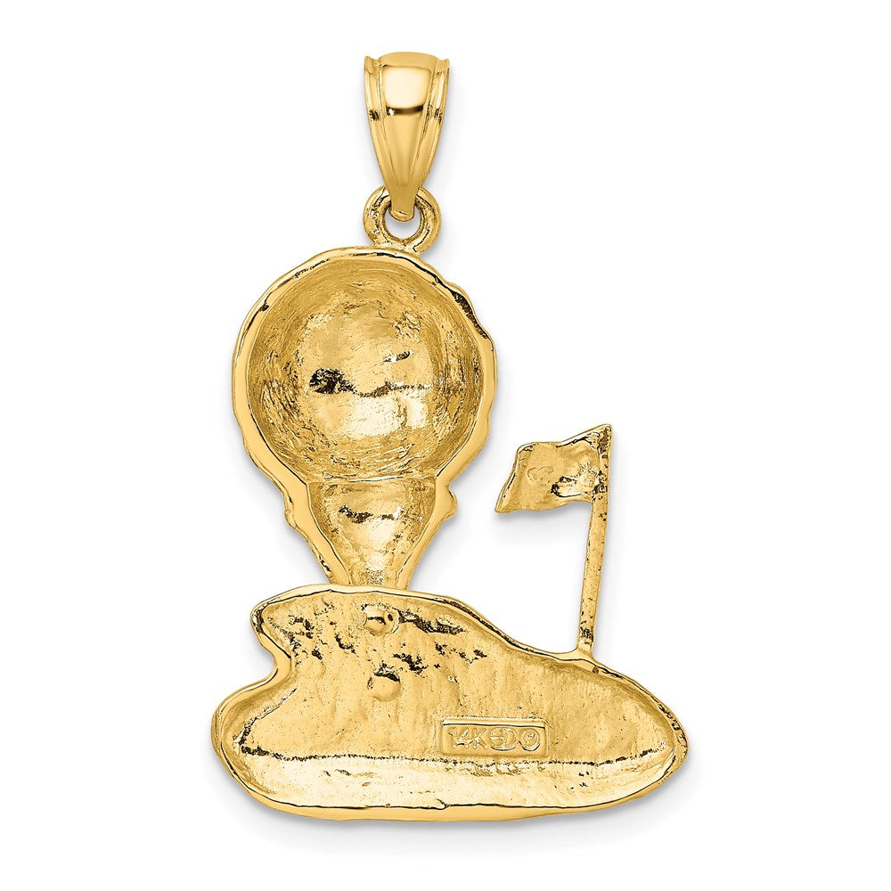 Million Charms 14K Yellow Gold Themed Solid Polished Open-Backed Sports Golf Charm