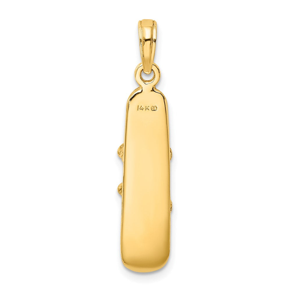 Million Charms 14K Yellow Gold Themed Solid Polished 3-Dimensional Snowboard Charm