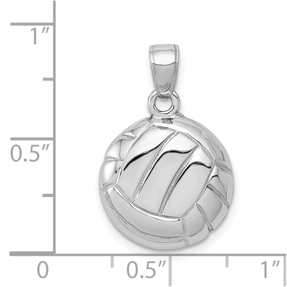 Million Charms 14K White Gold Themed Polished Open-Backed Volleyball Pendant