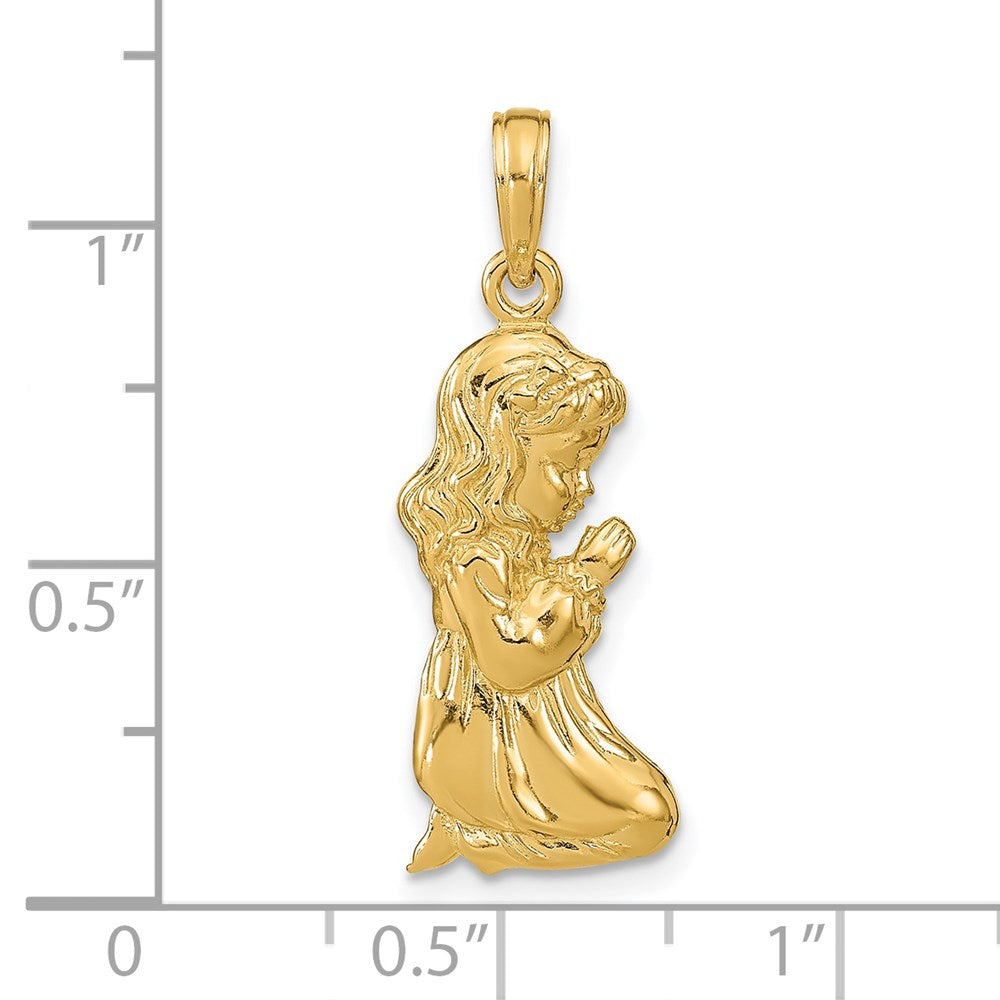 Million Charms 14K Yellow Gold Themed Praying Girl Pendant