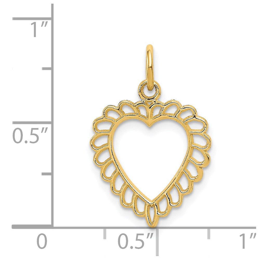 Million Charms 14K Yellow Gold Themed Polished Border Cut-Out Heart Pendant