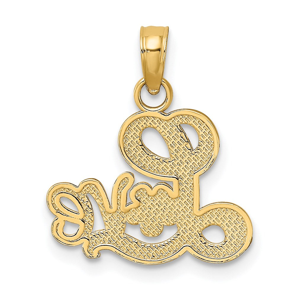 Million Charms 14K Yellow Gold Themed Love Script With Flower Charm