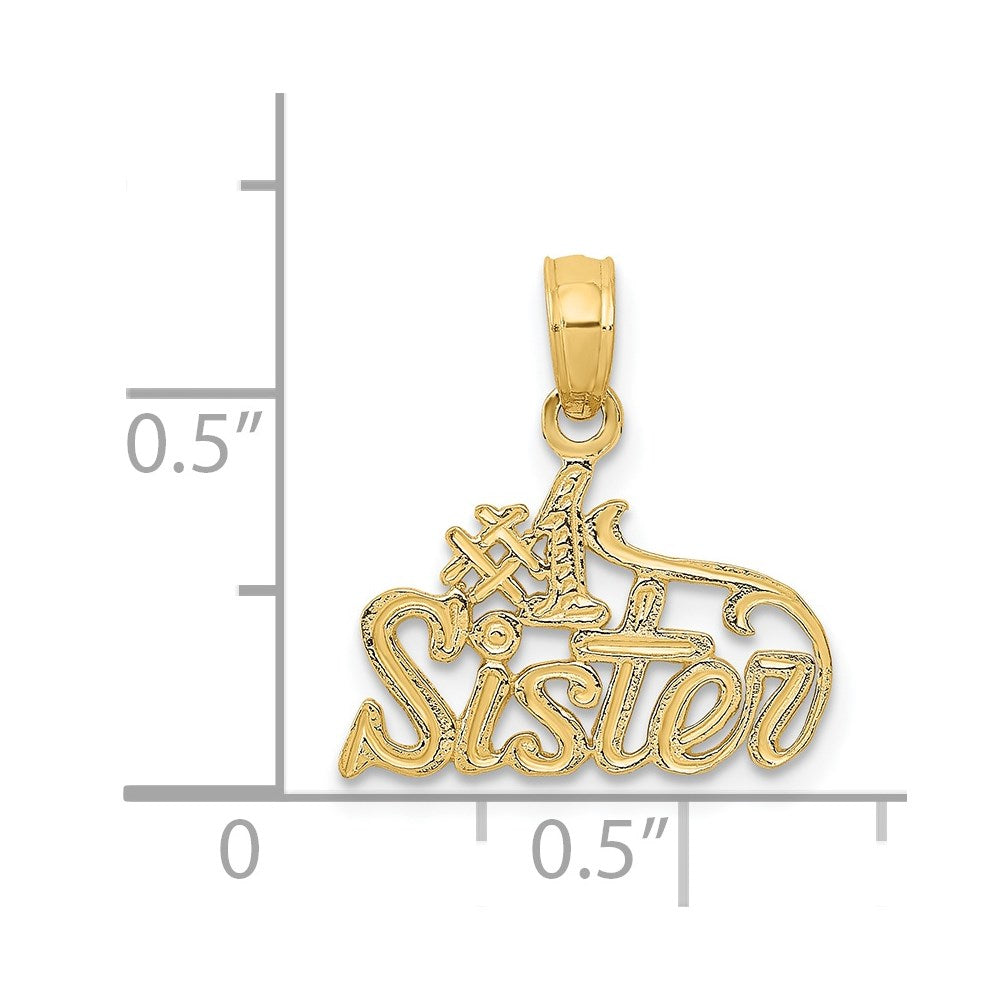 Million Charms 14K Yellow Gold Themed #1 Sister Pendant