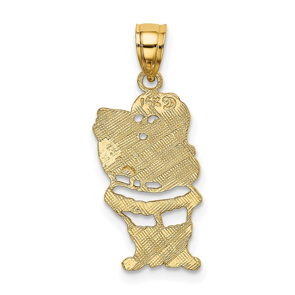 Million Charms 14K Yellow Gold Themed Santa Clause With List Cut -Out Charm