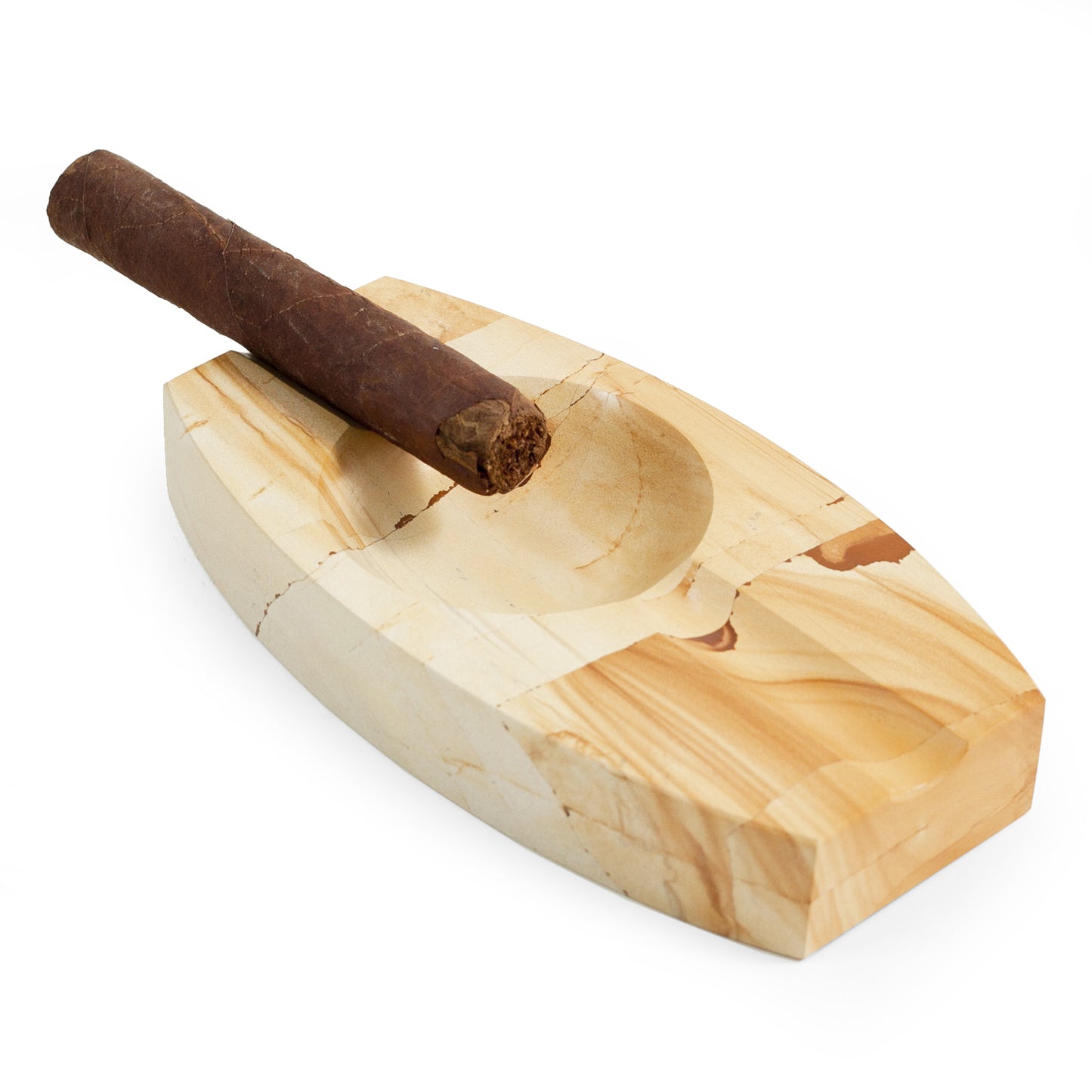 Occasion Gallery Natural Marble Color Oval "Natural" Marble Two Cigar Ashtray. 8 L x 4.25 W x 1.25 H in.