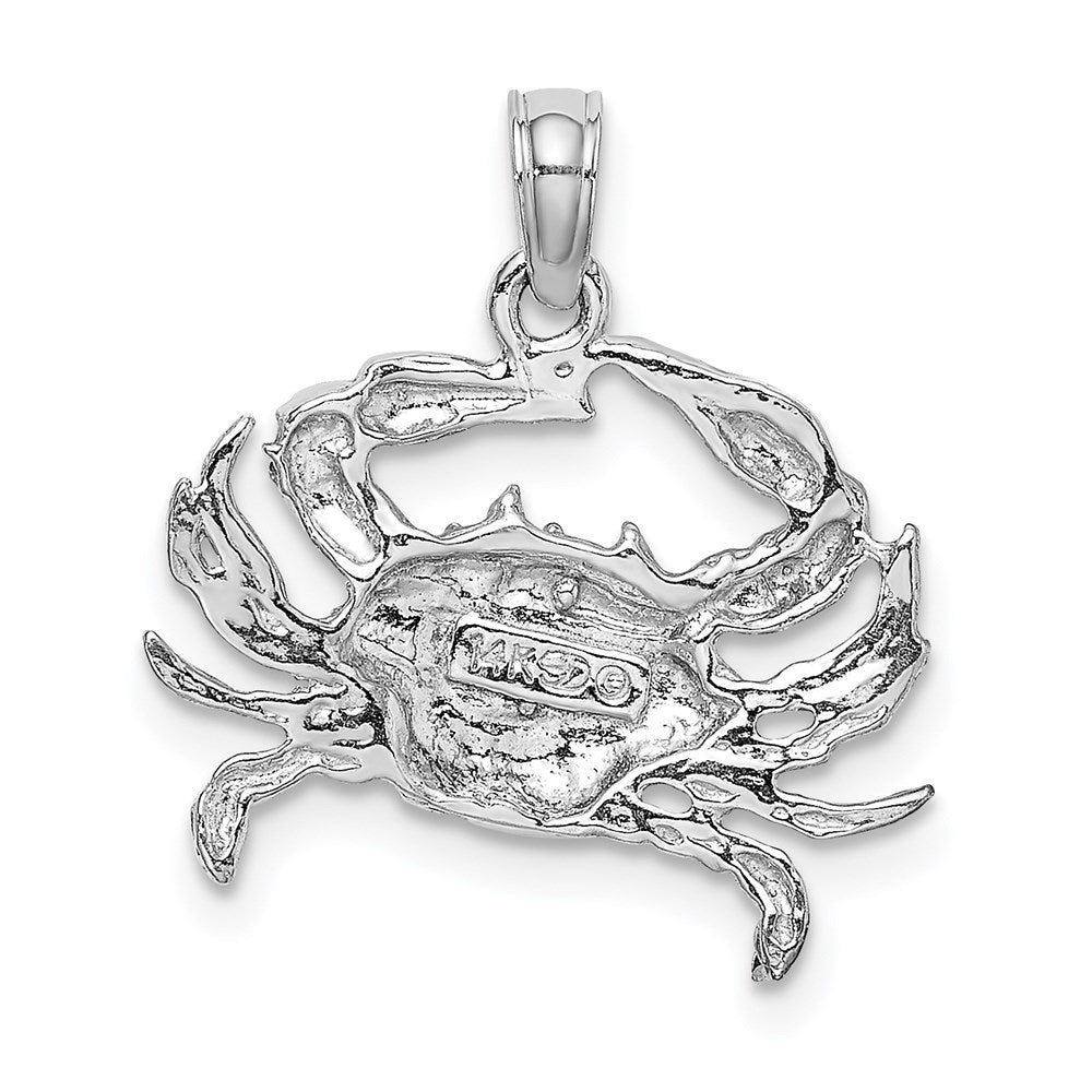 Million Charms 14K White Gold Themed 2-D Blue Crab Charm