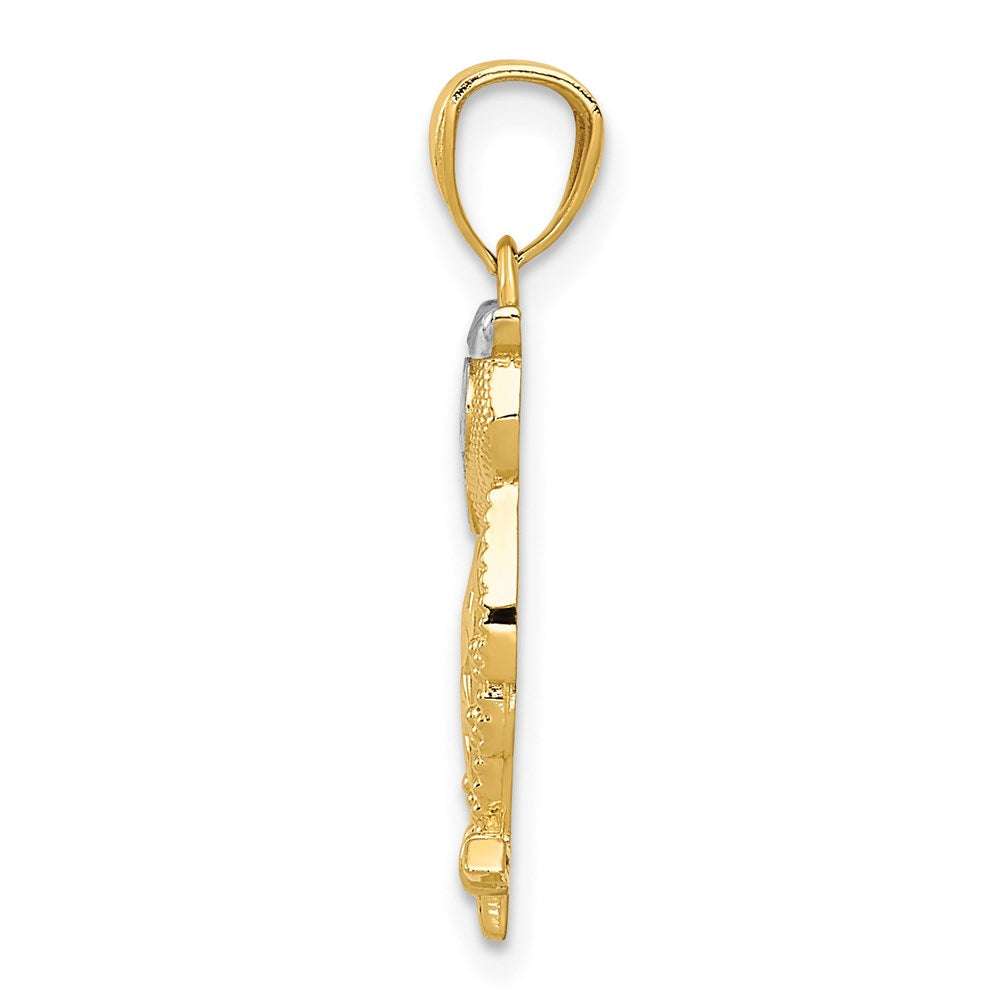 Dije de búho Million Charms de oro amarillo de 14 K con detalles en rodio