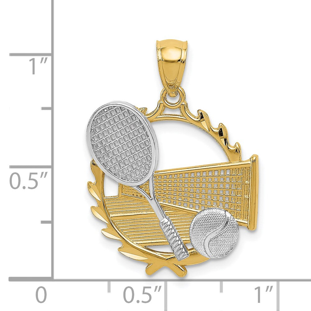 Million Charms 14K Yellow Gold Themed Yellow & Rhodium-plated Sports Tennis Pendant