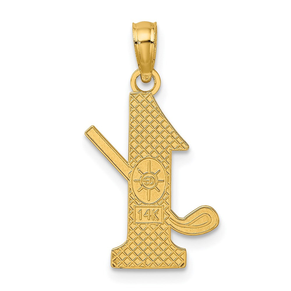 Million Charms 14K Yellow Gold Themed Sports Golf Club, Ball On #1 Charm