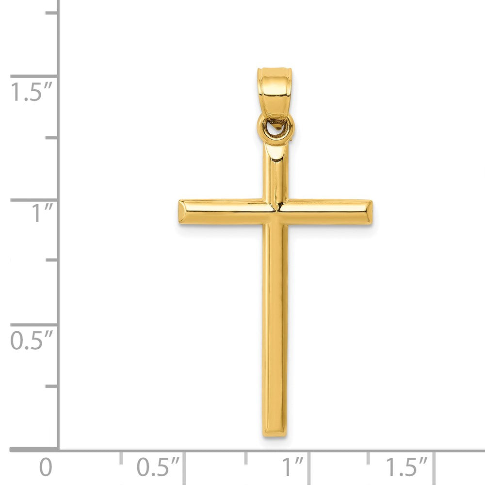 Million Charms 14K Yellow Gold Themed Polished Hollow Relgious Cross Pendant