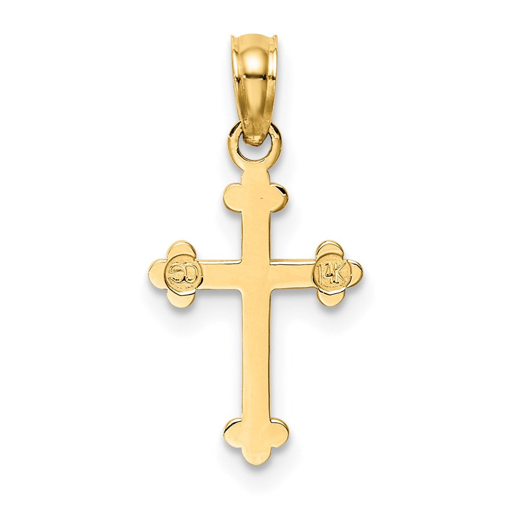 Million Charms 14K Yellow Gold Themed Budded Relgious Cross Charm