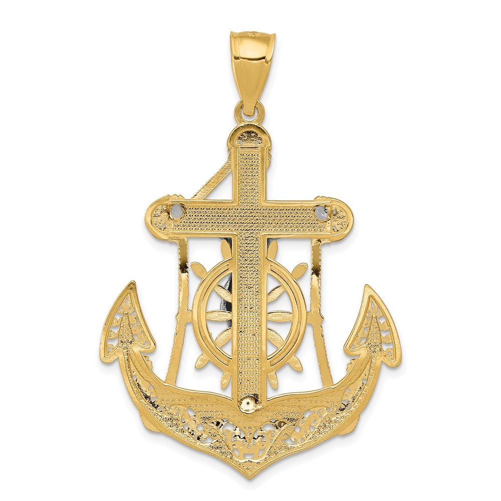 Million Charms 14K Two-Tone Mariner'S Relgious Cross Pendant