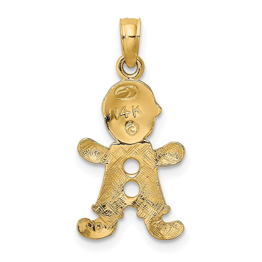Million Charms 14K Yellow Gold Themed Playful Boy With Cut Out Buttons Charm