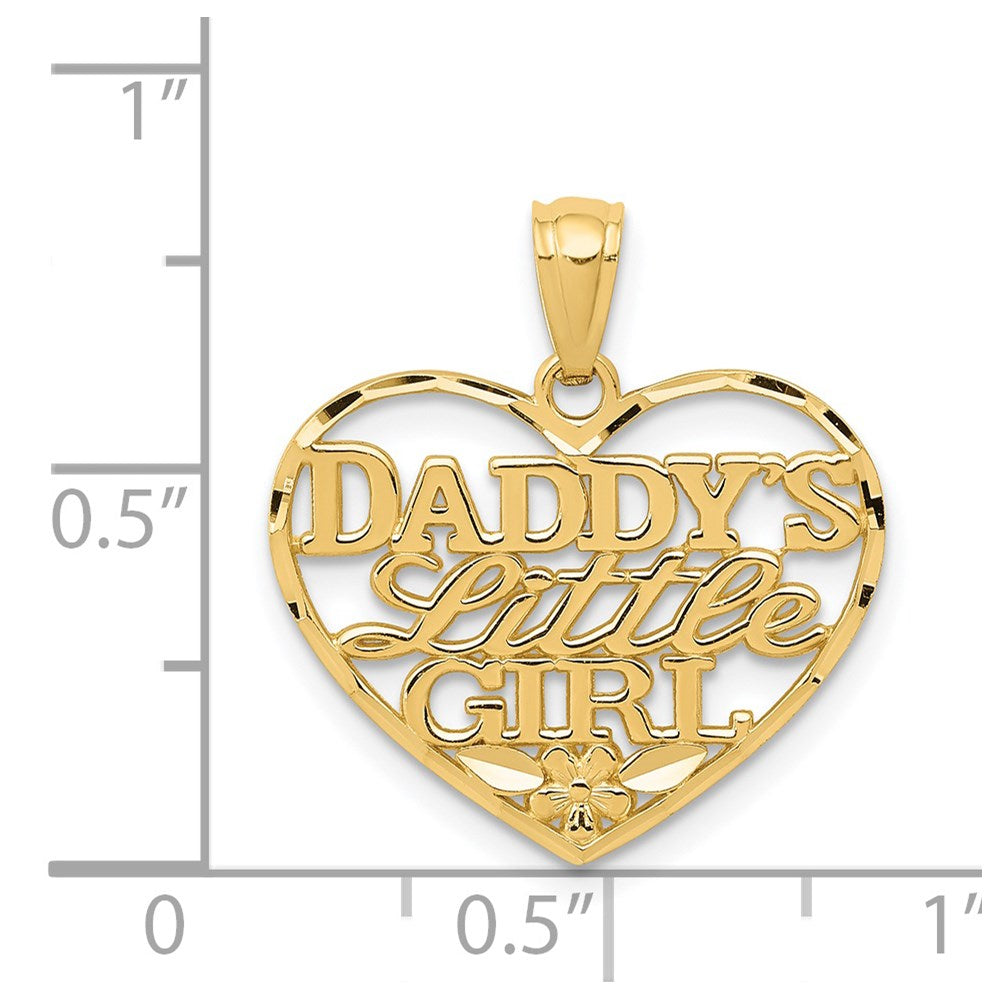 Million Charms 14K Yellow Gold Themed Diamond-Cut Daddys Little Girl Heart Pendant