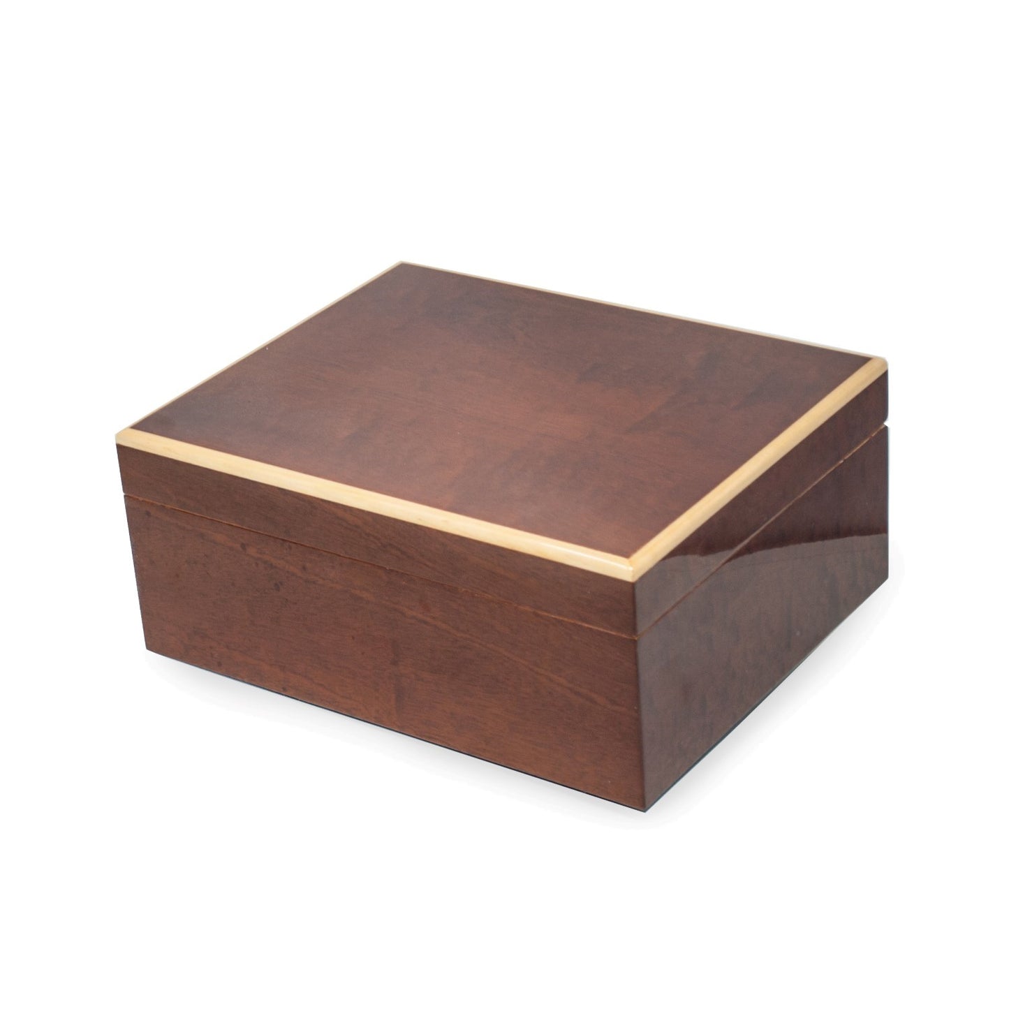 Occasion Gallery Burl Wood Color Lacquered "Burl" Wood Humidor with Spanish Cedar Lining. Holds Up To 60 Cigars and Includes a Hygrometer & Humidistat. 5 L x 11.25 W x 9.25 H in.