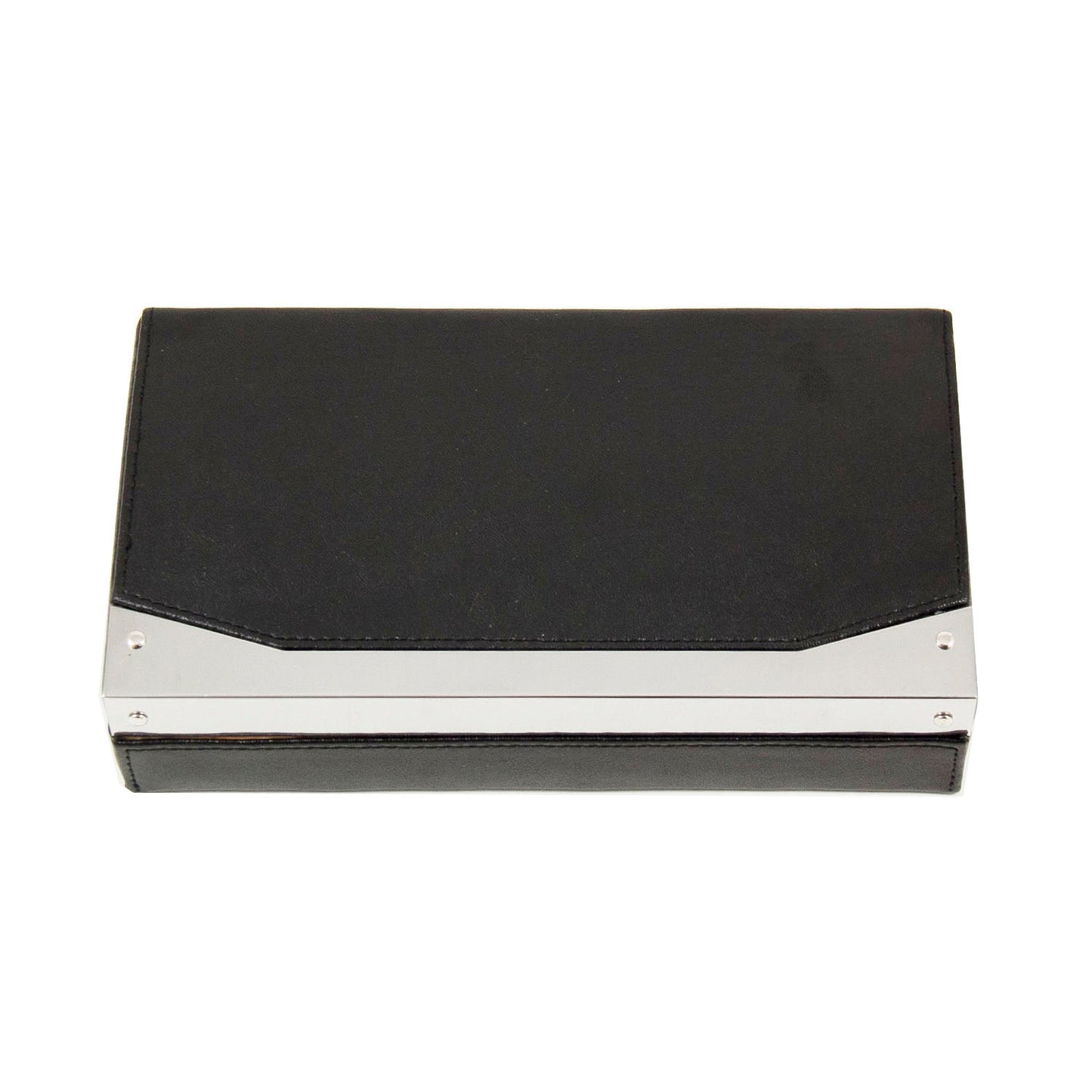 Occasion Gallery Black Color Black Leather 4 Cigar Humidor with Stainless Steel Cutter and Humidistat. 8 L x 4.5 W x 2 H in.