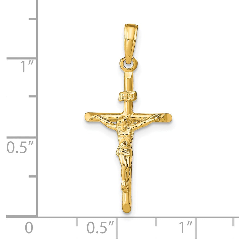 Million Charms 14K Yellow Gold Themed Stick Style Relgious Crucifix Pendant