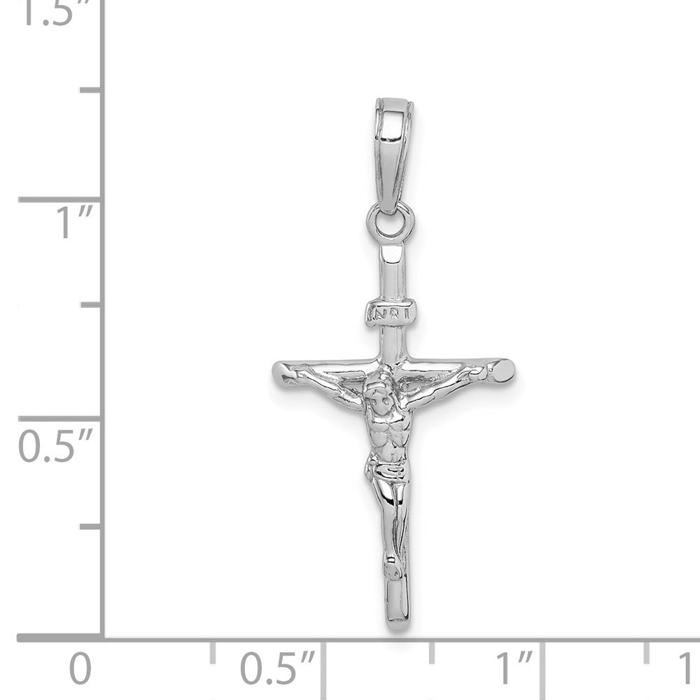 Million Charms 14K White Gold Themed Stick Style Relgious Crucifix Pendant