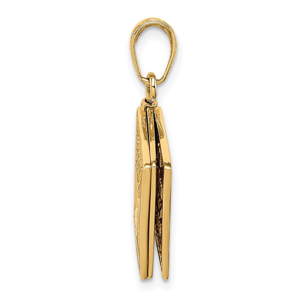 Million Charms 14K Yellow Gold Themed 3-D Moveable Pages Serenity Prayer Book Pendant