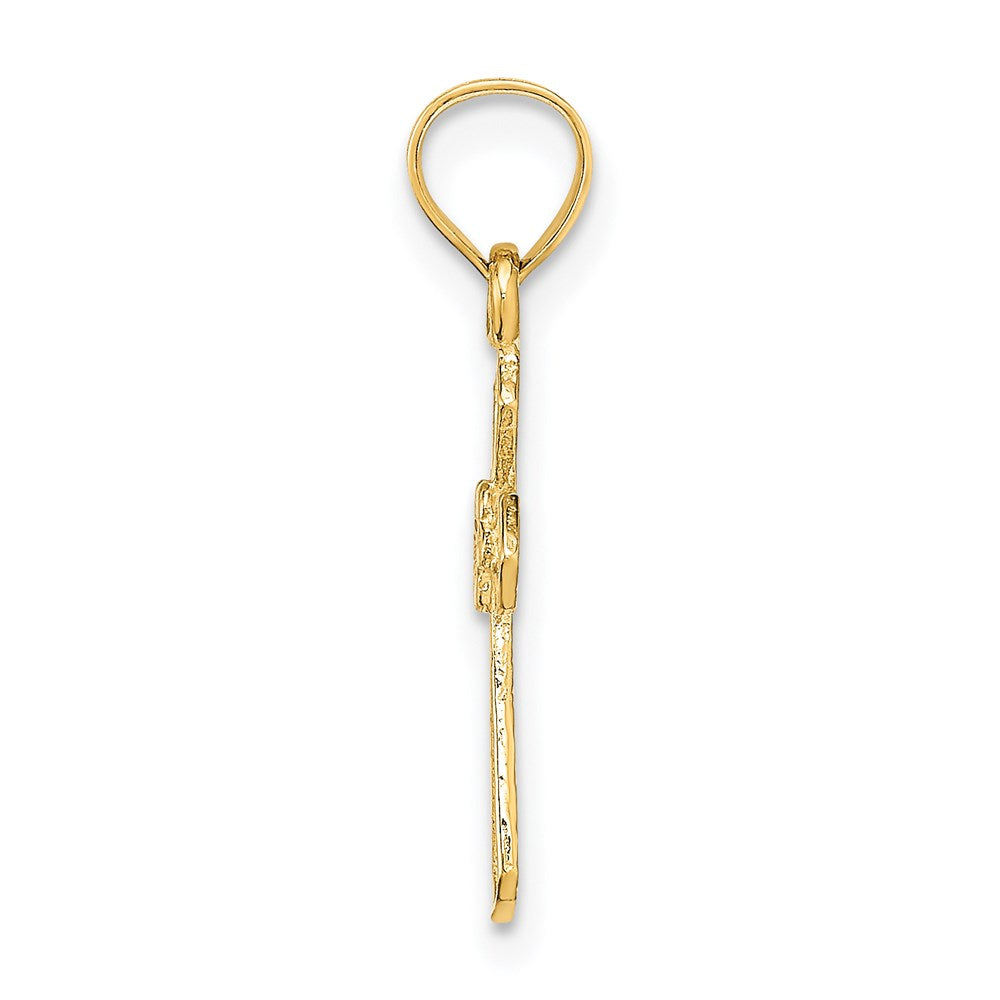 Dije de cruz religiosa pequeña con diseño de flor en oro amarillo de 14K de Million Charms